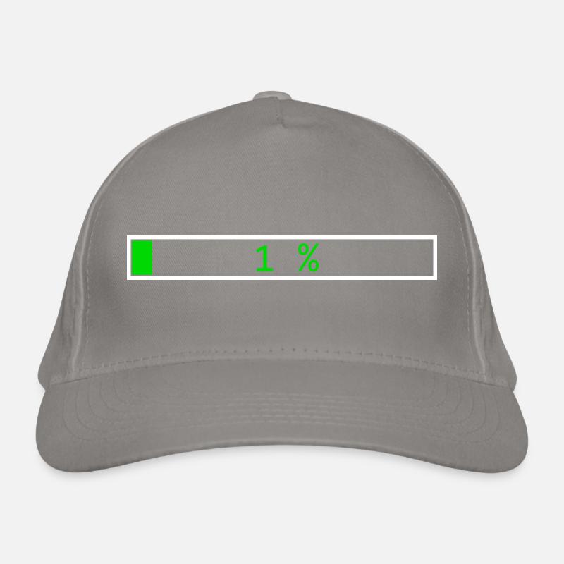 Loading Bar Green 1% outline White Organic Baseball Cap