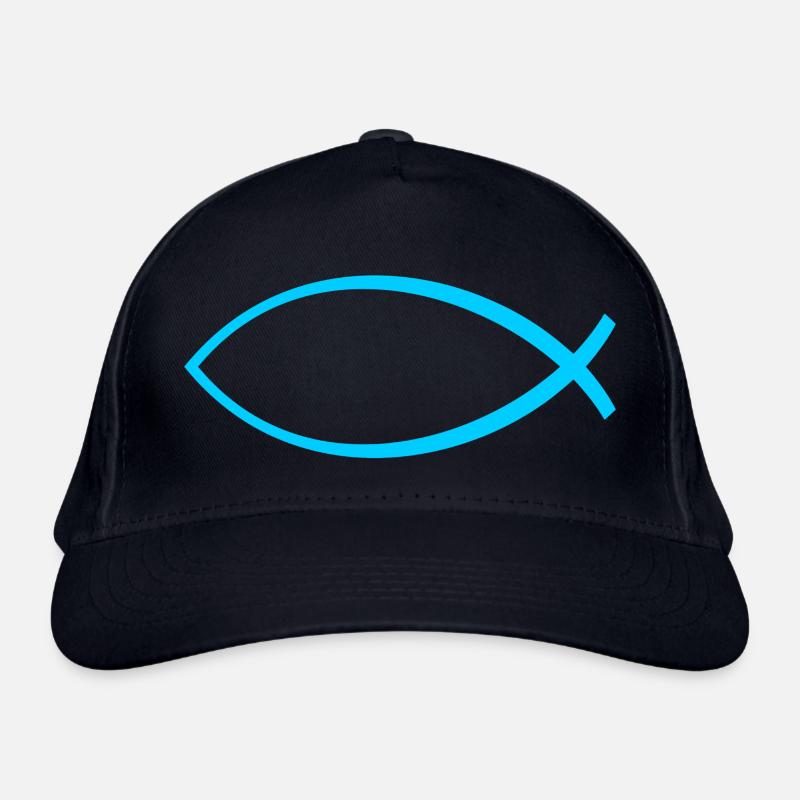 Ichtus fish light blue Organic Baseball Cap