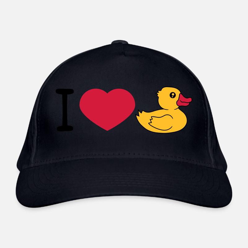 amour j'aime coeur canard grinçant canard caoutchouc canard de bain Casquette classique bio