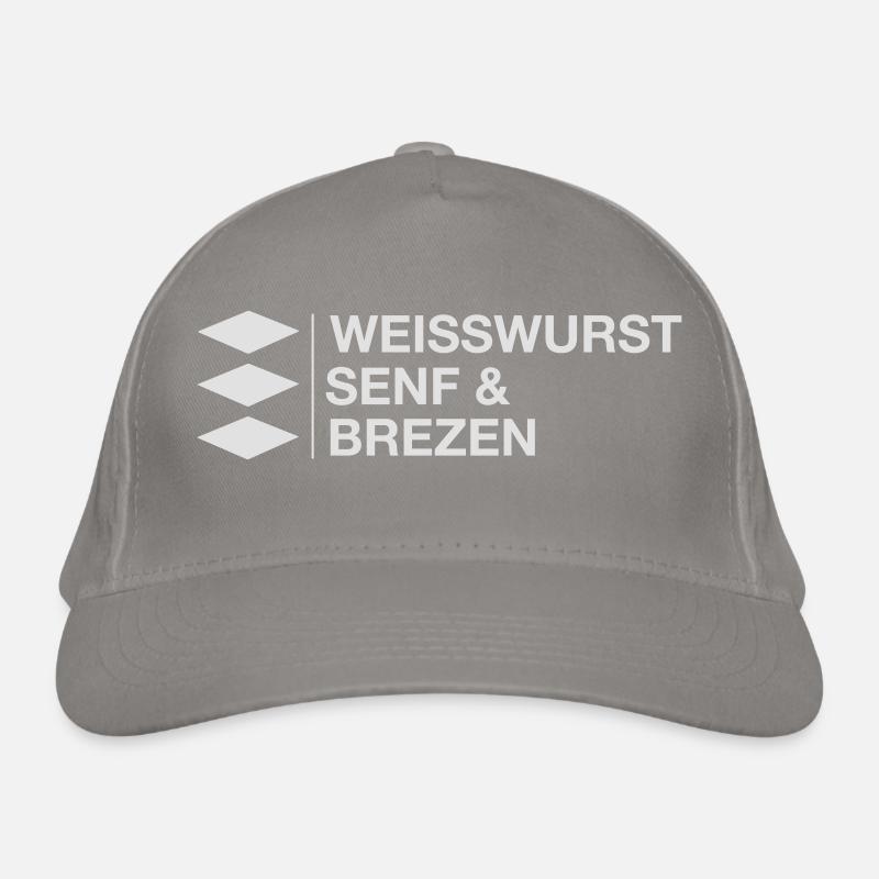 Weißwurst, Senf und Brezen bayrisches Geschenk Bio-Baseballkappe