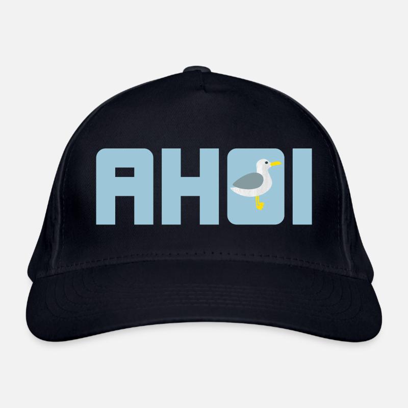 Ahoi Möwe hellblau Küste maritim Meer Schiff Hanse Bio-Baseballkappe