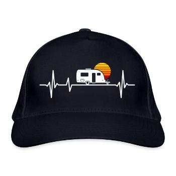 Wohnwagen Herzschlag Camper Camping Urlaub - Bio-Baseballkappe - Navy - Vorne