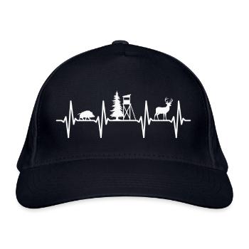 Jagd Herzschlag Jäger Förster Jagdschein Rotwild - Bio-Baseballkappe - Navy - Vorne