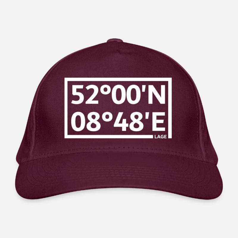Location coordinates Organic Baseball Cap