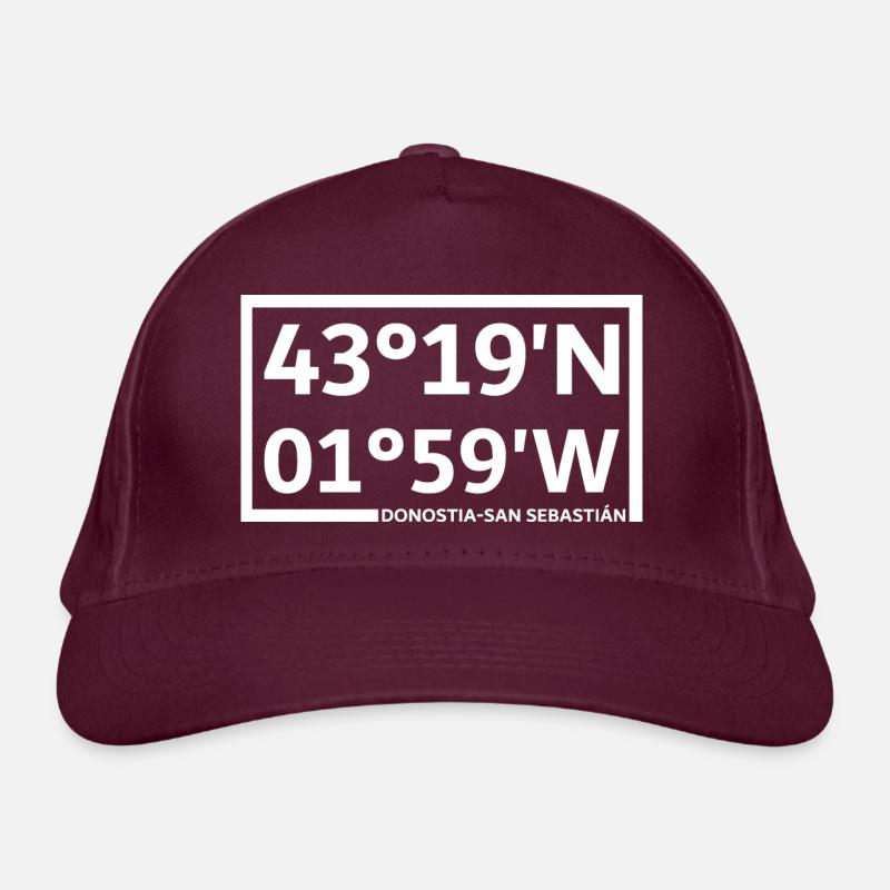Donostia-San Sebastián coordinates Organic Baseball Cap