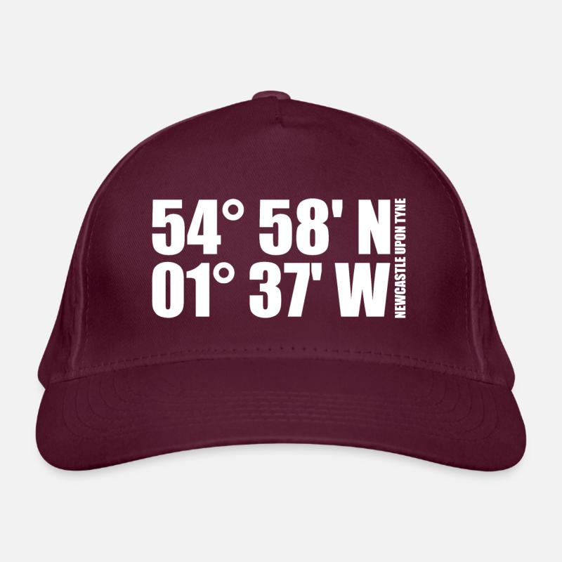Newcastle upon Tyne coordinates Organic Baseball Cap