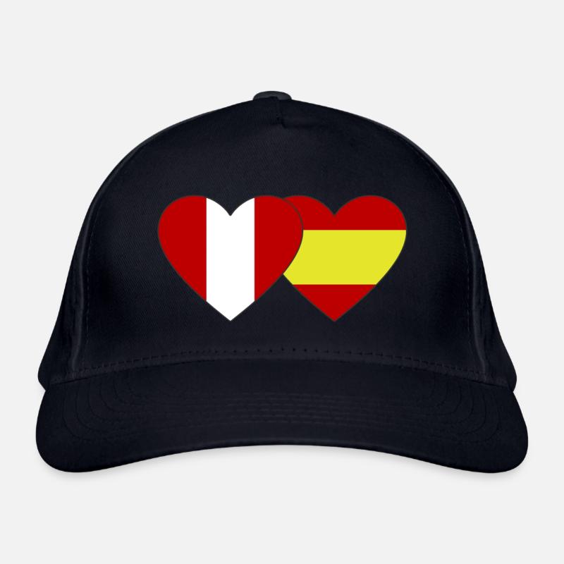 Peru Spanien Flagge Herz Bio-Baseballkappe