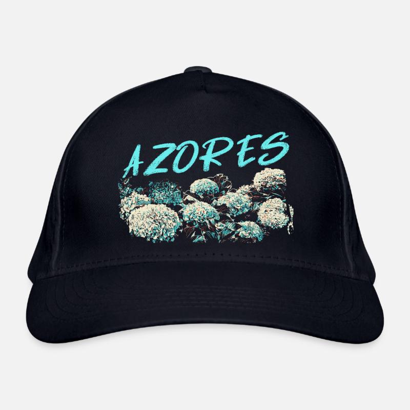 Azores Hydrangea, Blue Hydrangeas - Organic Baseball Cap - navy