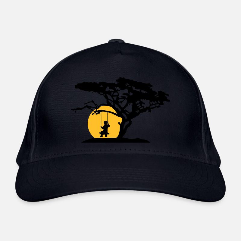 sonne silhouette baum afrika savanne einsam trauri Bio-Baseballkappe