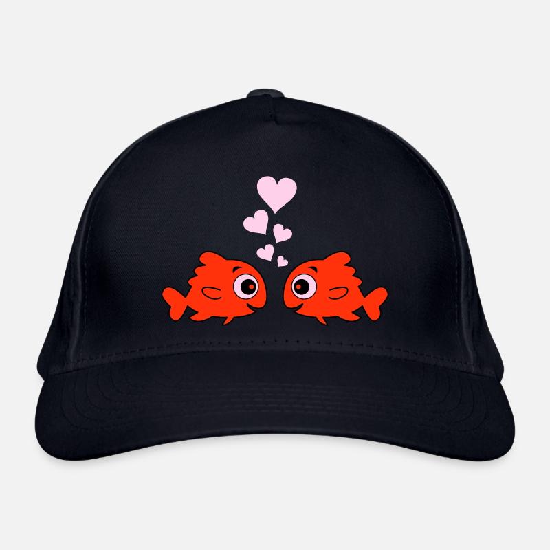 comic fische in love Bio-Baseballkappe