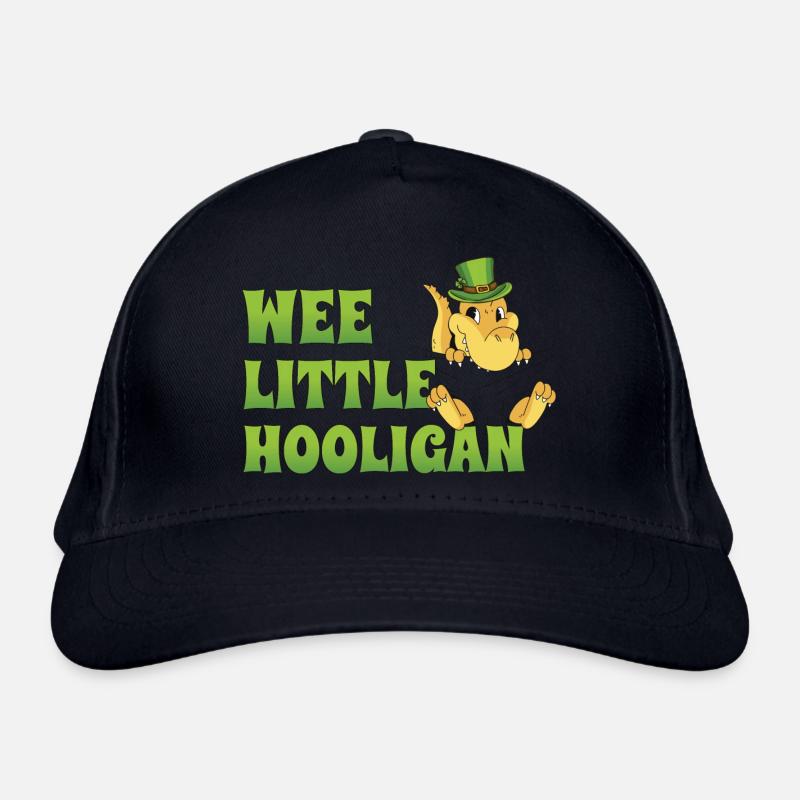 Wee Little Hooligan t-rex Dinosaur St Patrick Day Organic Baseball Cap