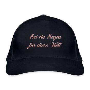 Sei ein Segen für die Welt - Bio-Baseballkappe - Navy - Vorne