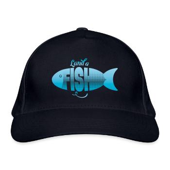 Landen Sie einen Fisch - schließen Sie einen Deal ab - Bio-Baseballkappe - Navy - Vorne