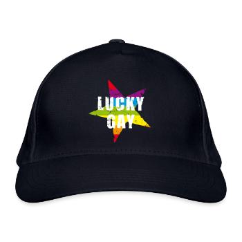 LUCKY GAY - pride - LGBTQ - used look - Stern - Organic Baseball Cap - navy - Front