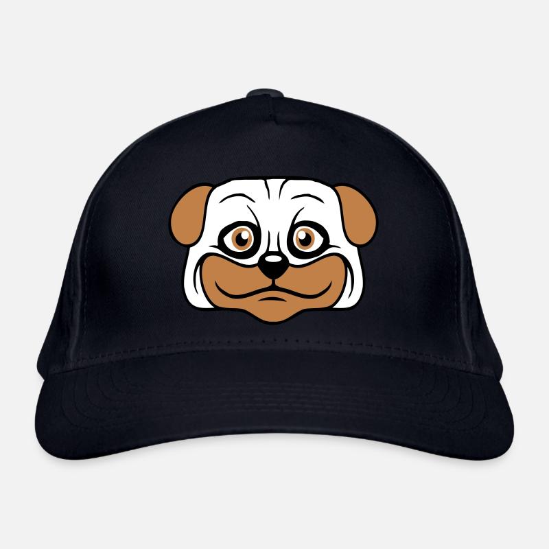 Hund Mops Klein Süß Dick Lieb Glücklich Comic Spaß Bio-Baseballkappe