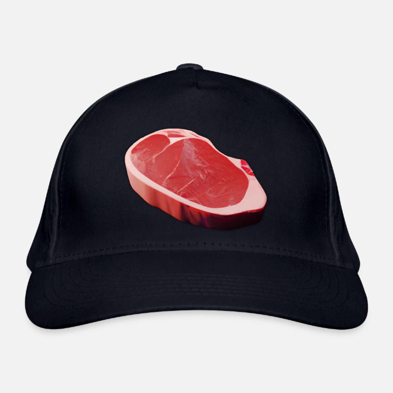 Comic Steak als 3D Kunst - Fleisch Geschenkidee Bio-Baseballkappe
