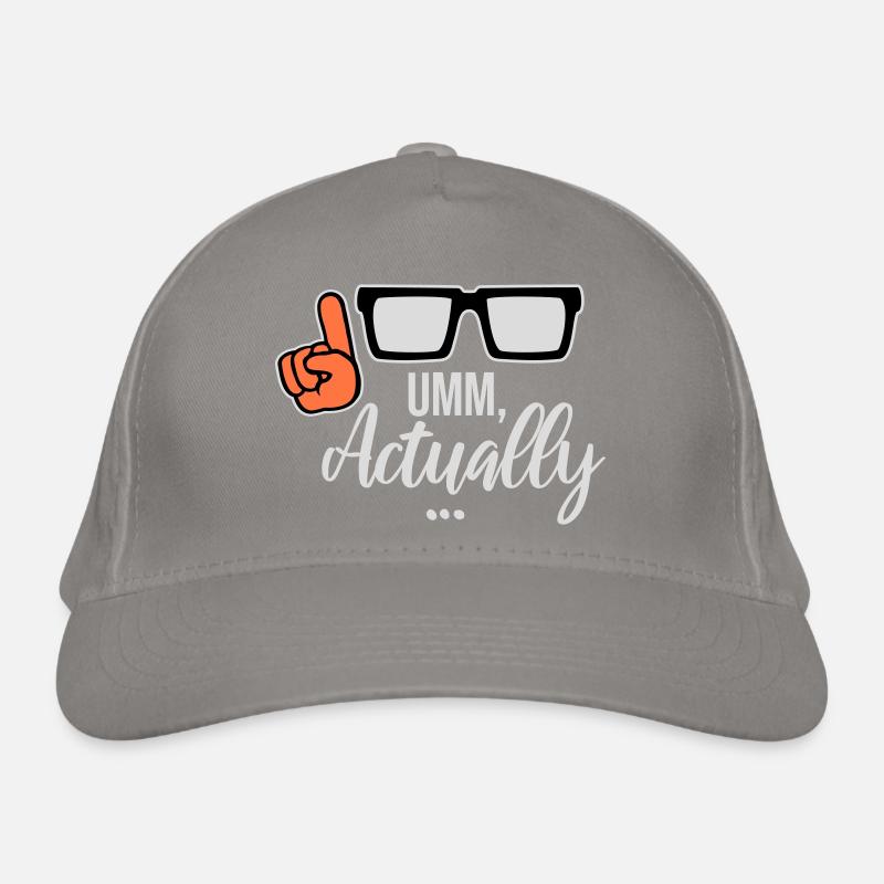 Um Actually Lustig Nerd Klugscheißer Spruch Logo Bio-Baseballkappe