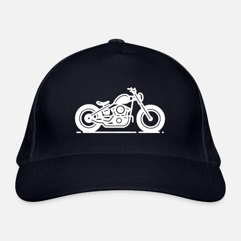 Minimalistisches Bobber Motorrad - Line Art weiß Bio-Baseballkappe