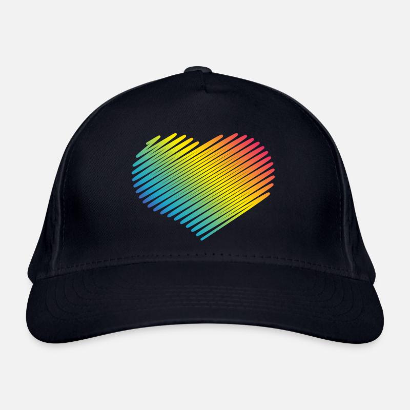 Rainbow Heart (Love / Scribble) Organic Baseball Cap