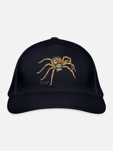 Wolfsspinne, ein heimische Spinne - Bio-Baseballkappe - Navy