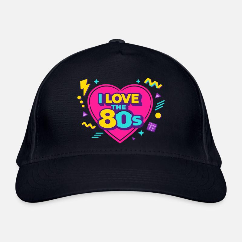 80s Retro Heart Neon Design Organic Baseball Cap