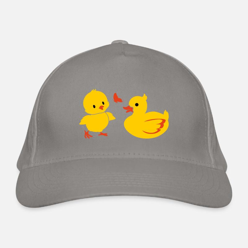 Canard et bébé poulet avec butteffly Casquette classique bio