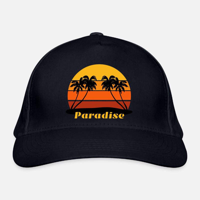 Black Yellow Orange Red Paradise Design Organic Baseball Cap