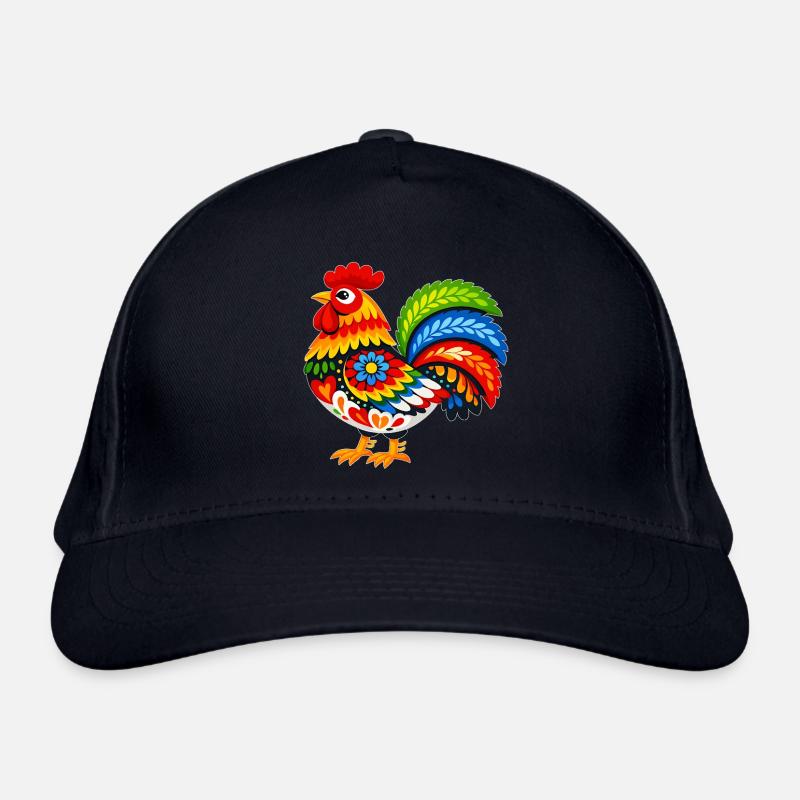 Farbenfrohe Kugut im Volksstil - Bio-Baseballkappe - Navy