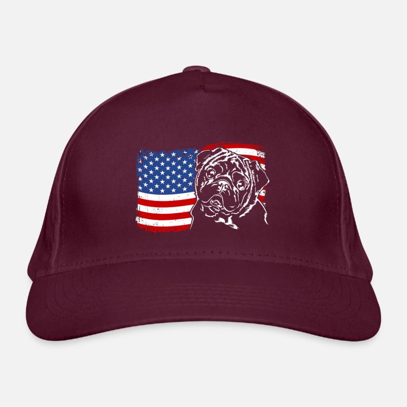 Mops Amerika Fahne Hund Hunde Wilsigns Bio-Baseballkappe