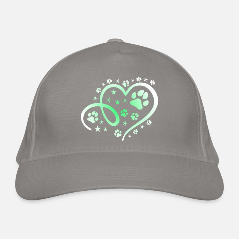 Herz mit Pfötchen und Sternen Bio-Baseballkappe