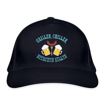 Grillen, Chillen, Bierchen killen - Bio-Baseballkappe - Navy - Vorne