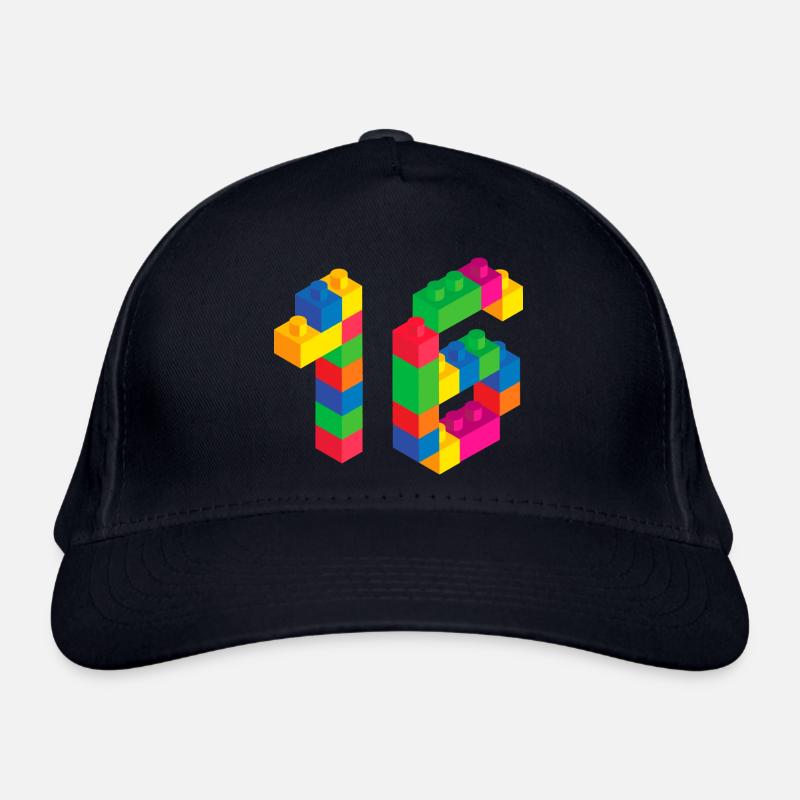 Cute Block Building 16th Birthday Gift 16 Year Organic Baseball Cap