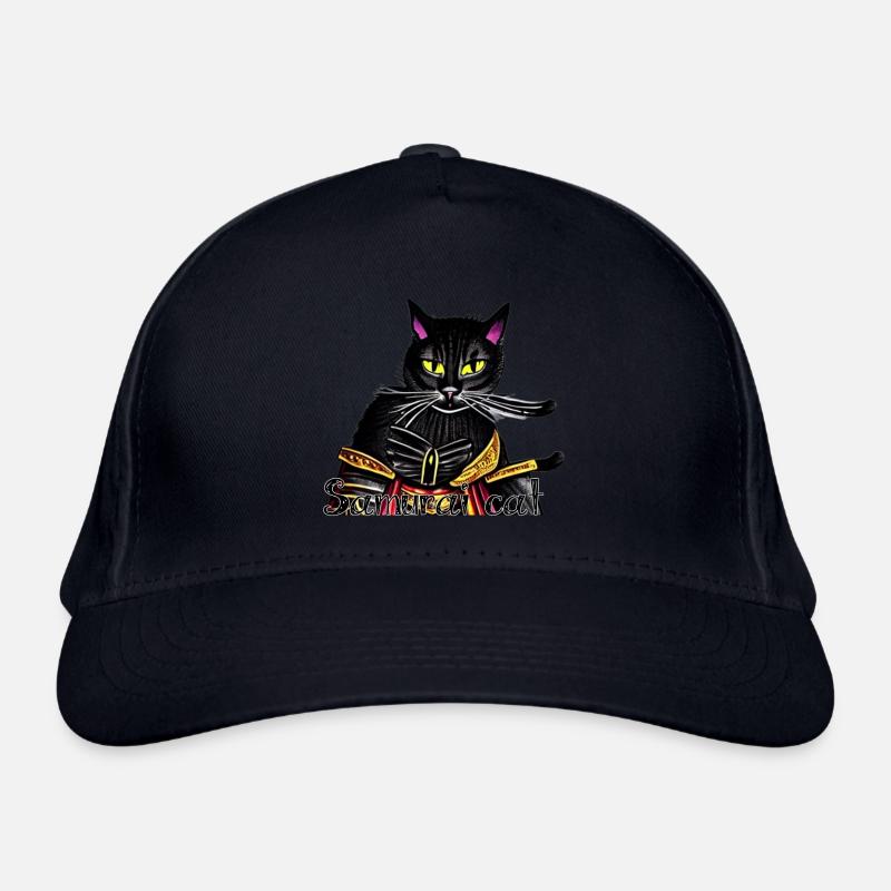 Samurai cat with gold armor Organic Baseball Cap