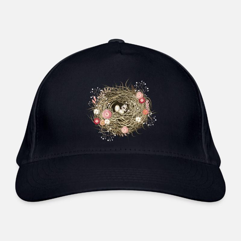 Vogelnest oder Osternest mit Trockenblumen Bio-Baseballkappe
