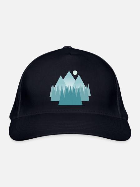 Astral mountain landscape in blue tones - Organic Baseball Cap - navy - Front