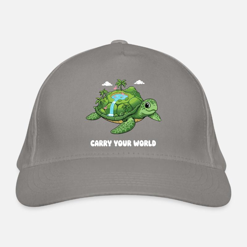 Island turtle with waterfall Organic Baseball Cap