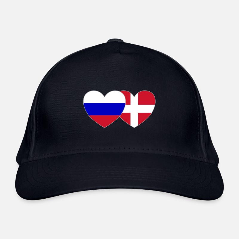 Russie Danemark Flag Coeur Casquette classique bio