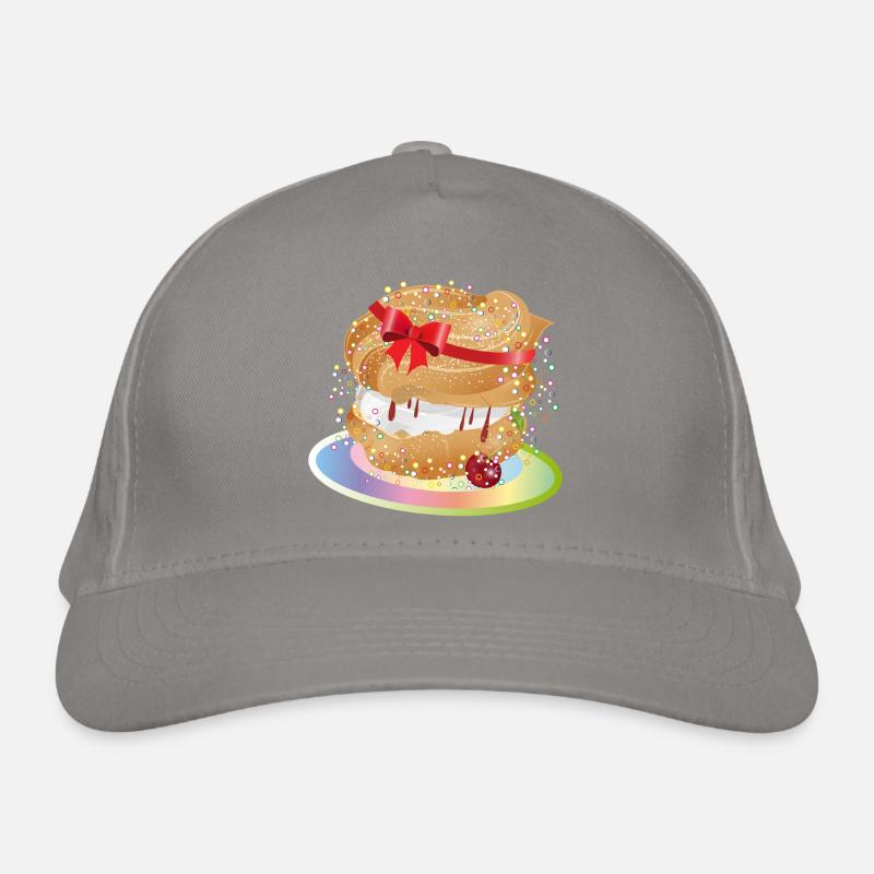 Ein gefüllter Windbeutel mit Geschenkschleife Bio-Baseballkappe