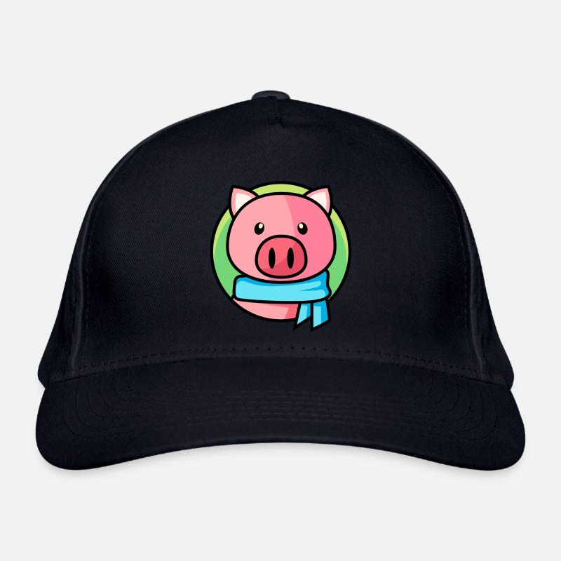 Cochon rose avec écharpe Casquette classique bio