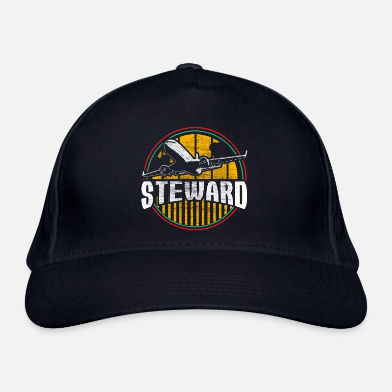Flight Attendant Man Work - Organic Baseball Cap - navy