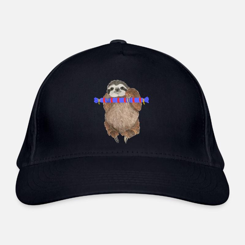 Sloth with gift Organic Baseball Cap