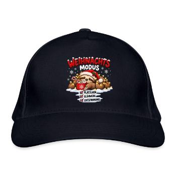 Weihnachtsmodus – Plätzchen Glühwein Entspannung - Bio-Baseballkappe - Navy - Vorne