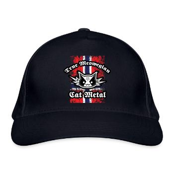 True Meowegian Cat Metal - Norwegische Flagge - Bio-Baseballkappe - Navy - Vorne