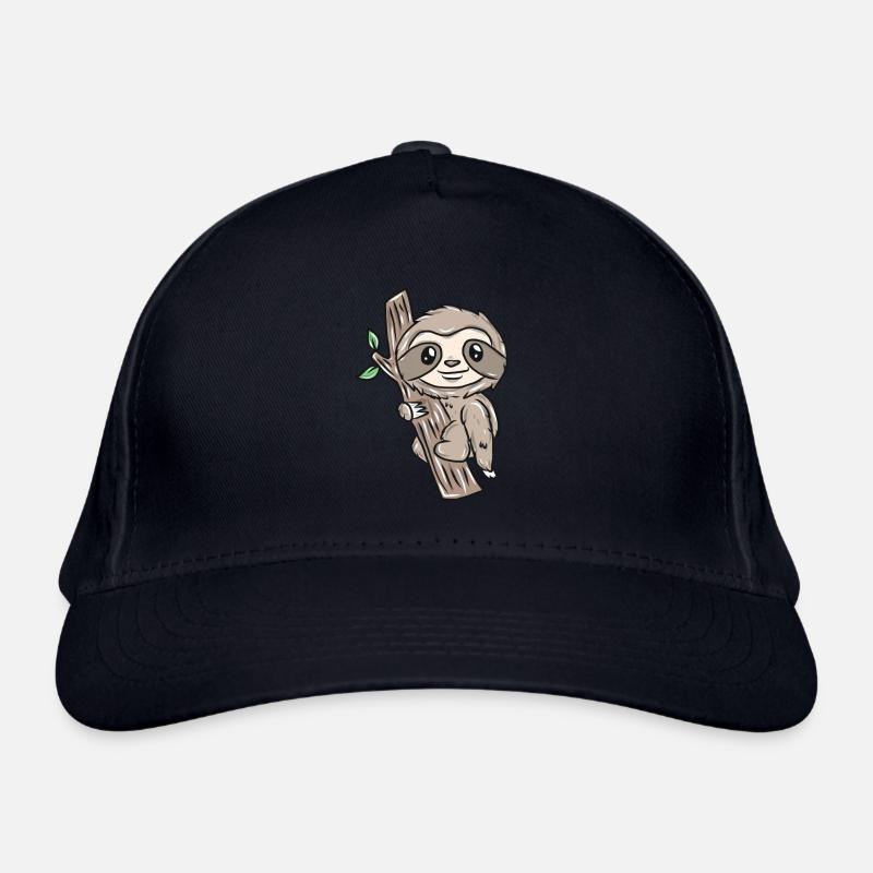 Langsames Faultier am Baum - Bio-Baseballkappe - Navy
