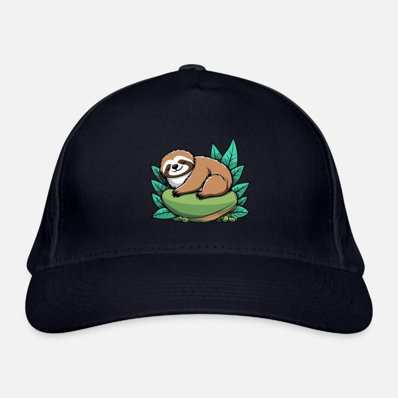 Schlafendes Faultier Illustration Bio-Baseballkappe