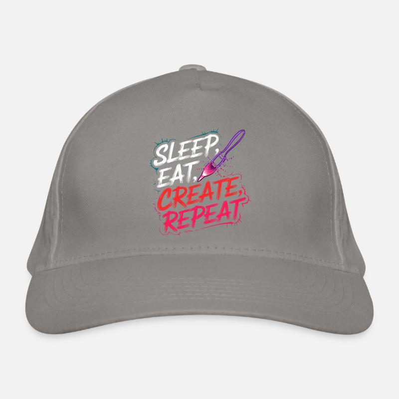 Sleep Eat Create Repeat Organic Baseball Cap