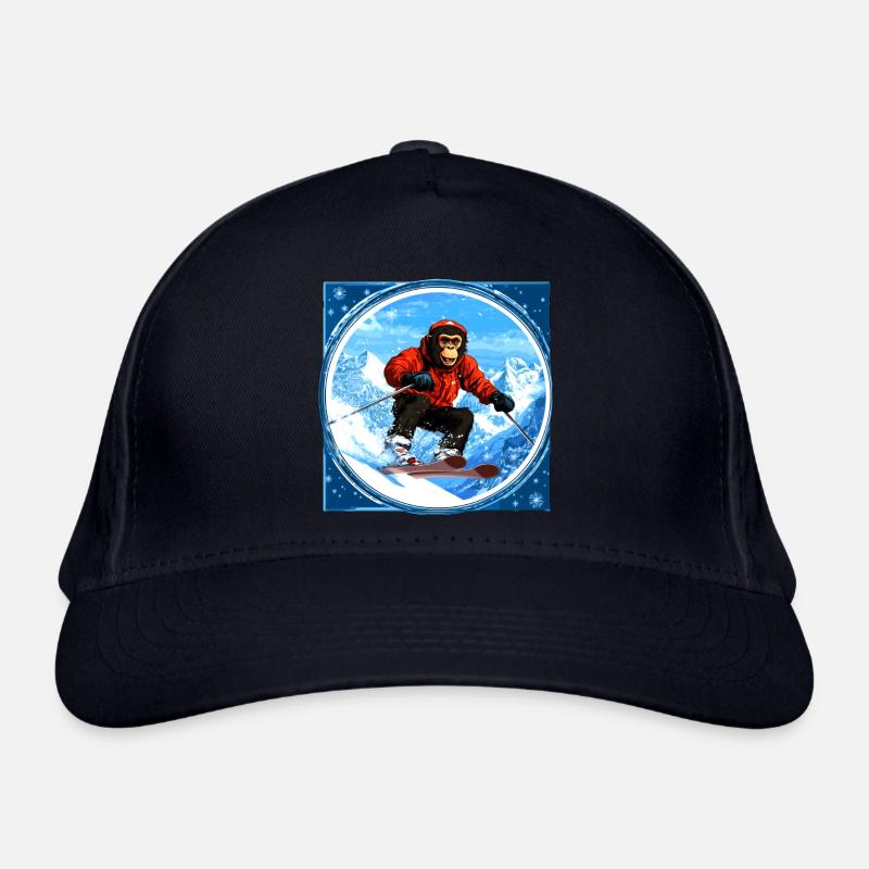 Ski Affe Bio-Baseballkappe