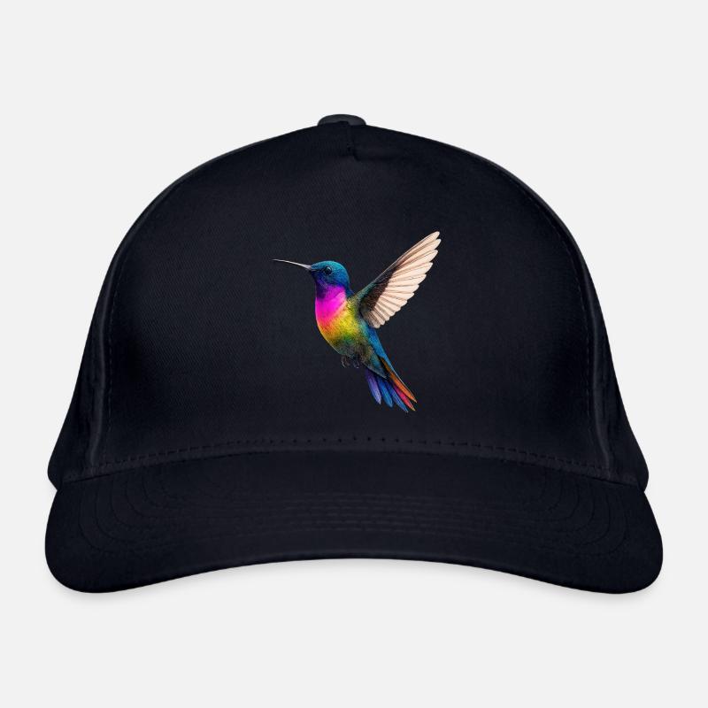 Lebendiges Regenbogen-Kolibri-Design Bio-Baseballkappe