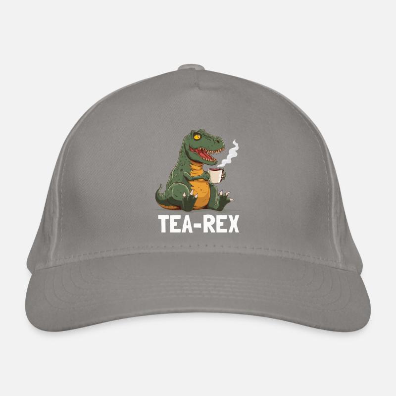 Funny T-Rex Dino Drinking Tea Organic Baseball Cap