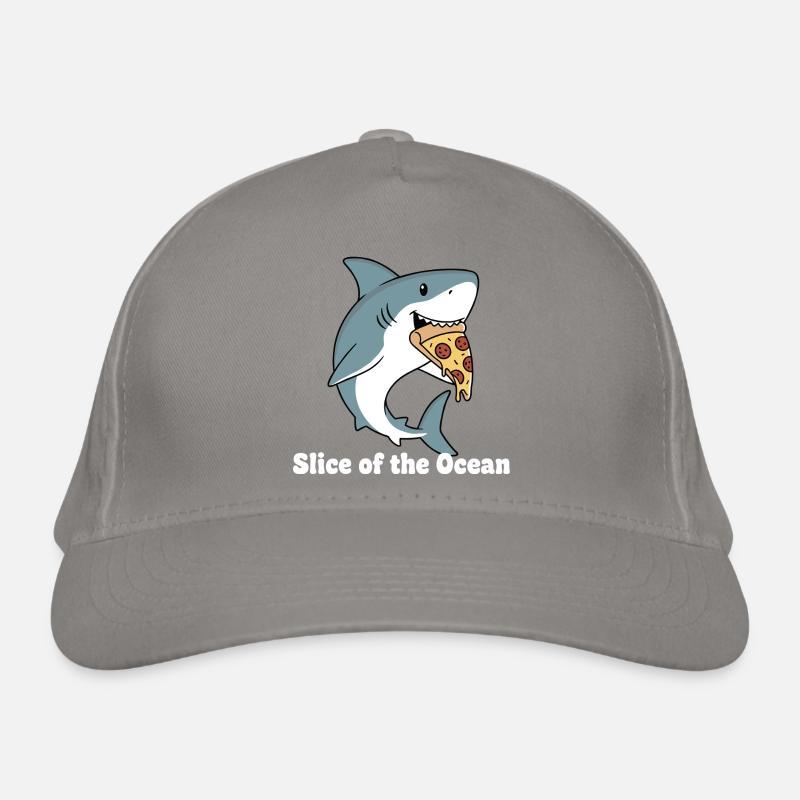 Shark bites pizza Organic Baseball Cap